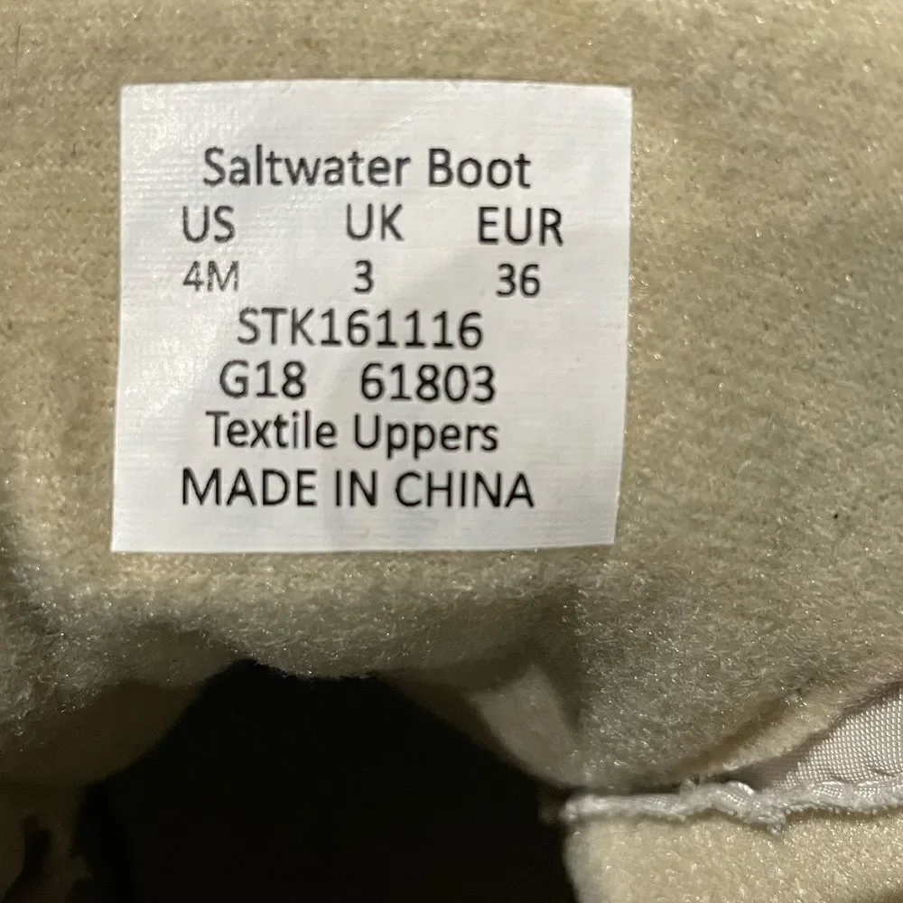Sperry Saltwater Duck Boots Girls 4 Cream Peach Quilted Rain Snow Boots